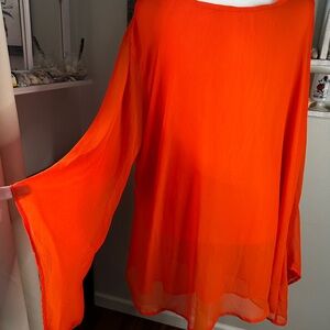 Erica Brooke collection brand, Women's Bright Orange Sheer Swim Coverup